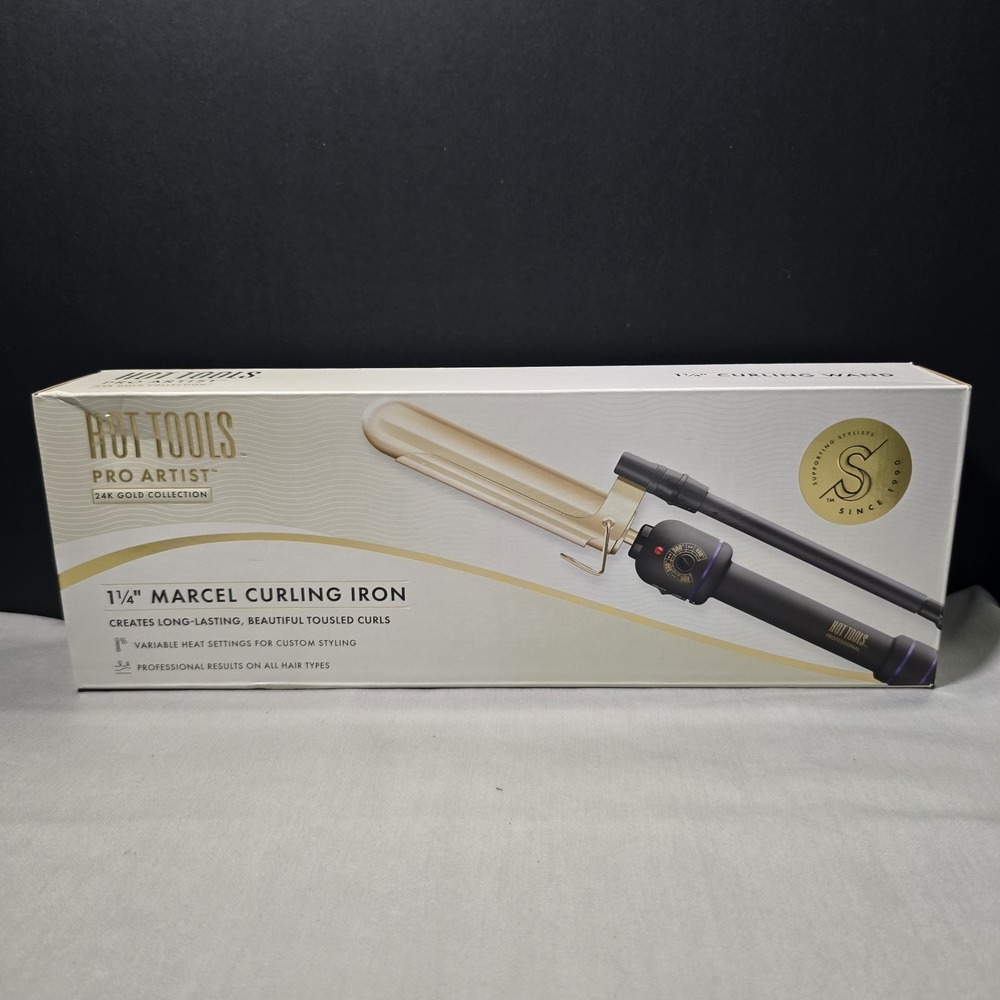 Hot Tools Pro Artist 24K Gold Collection 1.25 Marcel Curling Iron NIB